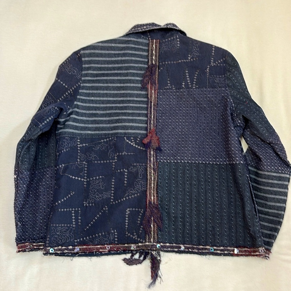 Yak Magik Artisan Boho Patchwork Jacket- Pure Cotton & Silk Fringe- Lagenlook - Picture 4 of 17